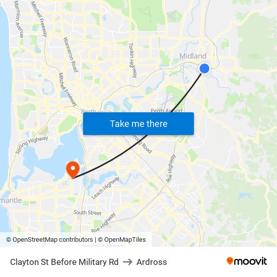 Clayton St Before Military Rd to Ardross map