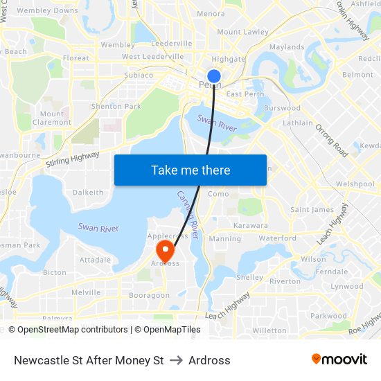 Newcastle St After Money St to Ardross map