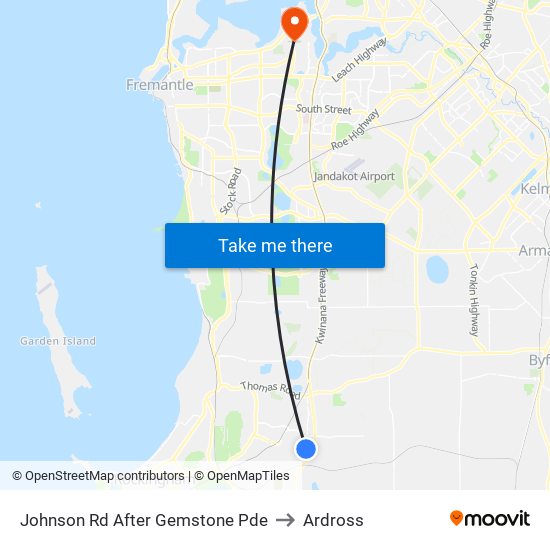 Johnson Rd After Gemstone Pde to Ardross map