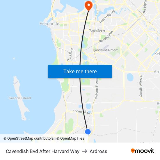 Cavendish Bvd After Harvard Way to Ardross map