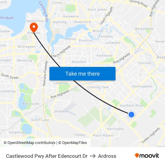 Castlewood Pwy After Edencourt Dr to Ardross map