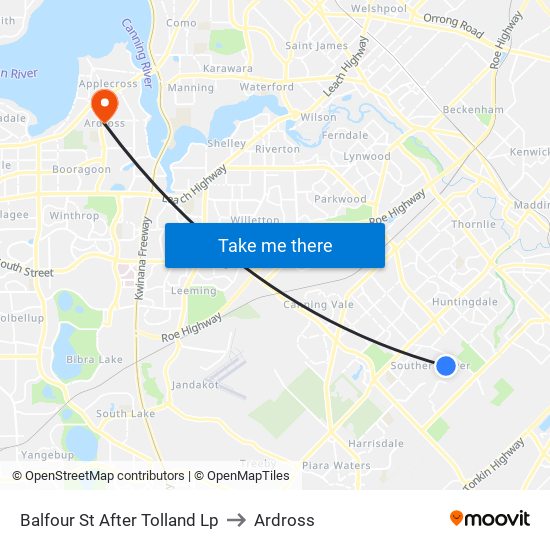 Balfour St After Tolland Lp to Ardross map