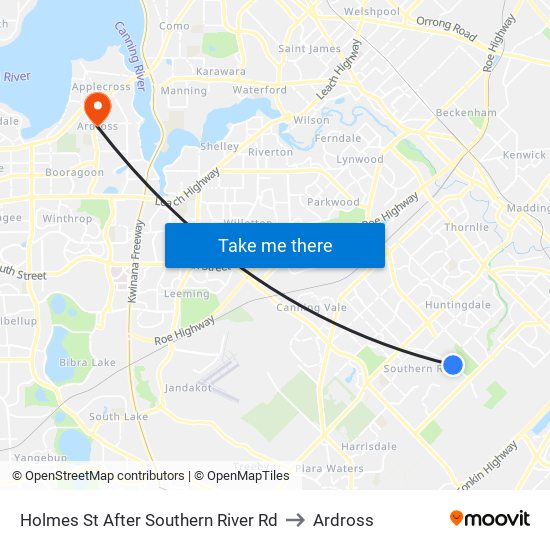 Holmes St After Southern River Rd to Ardross map