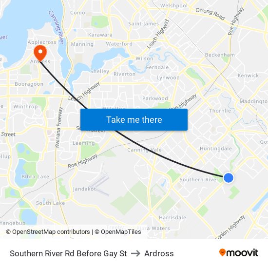 Southern River Rd Before Gay St to Ardross map