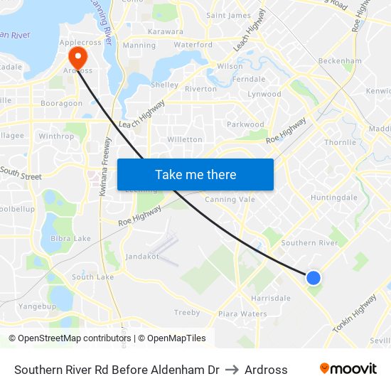 Southern River Rd Before Aldenham Dr to Ardross map
