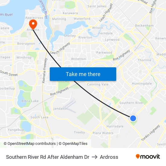 Southern River Rd After Aldenham Dr to Ardross map
