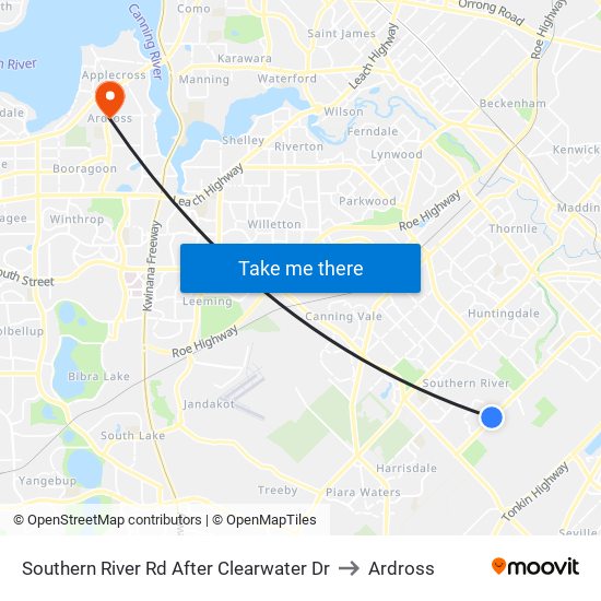 Southern River Rd After Clearwater Dr to Ardross map