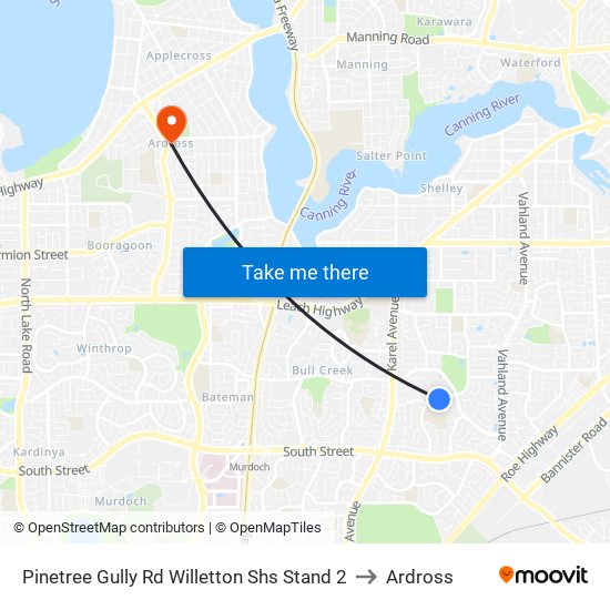 Pinetree Gully Rd Willetton Shs Stand 2 to Ardross map