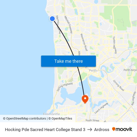 Hocking Pde Sacred Heart College Stand 3 to Ardross map