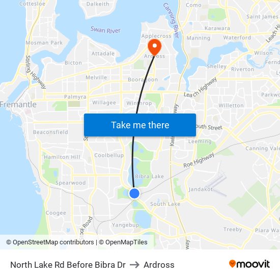 North Lake Rd Before Bibra Dr to Ardross map