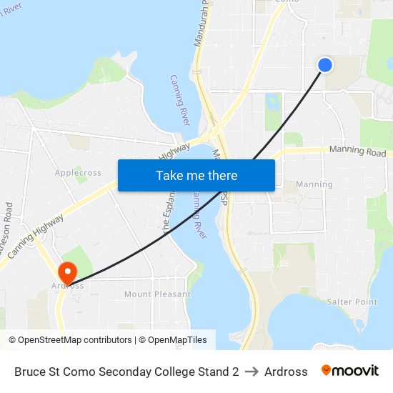 Bruce St Como Seconday College Stand 2 to Ardross map