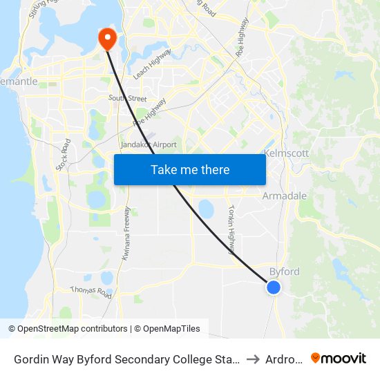 Gordin Way Byford Secondary College Stand 3 to Ardross map