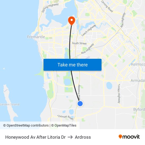 Honeywood Av After Litoria Dr to Ardross map