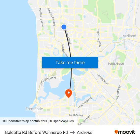 Balcatta Rd Before Wanneroo Rd to Ardross map