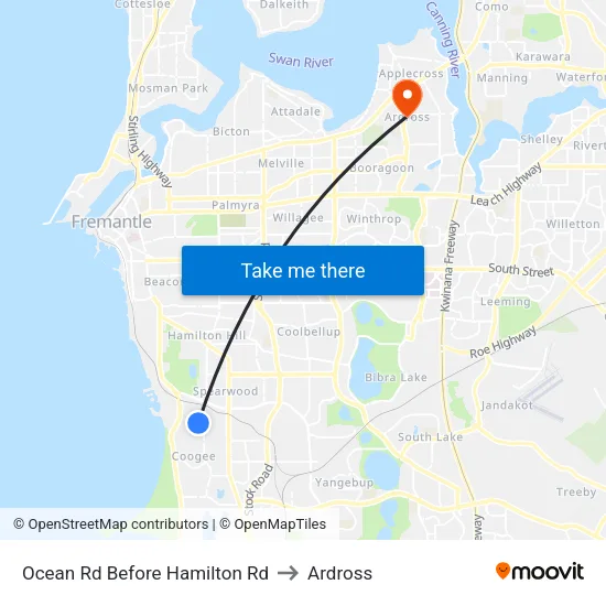 Ocean Rd Before Hamilton Rd to Ardross map