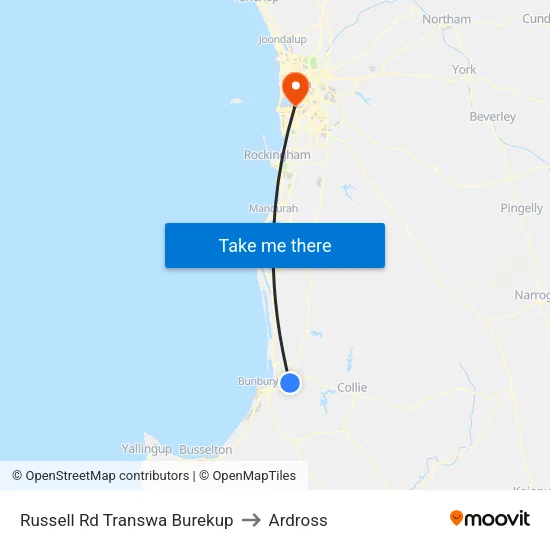 Russell Rd Transwa Burekup to Ardross map
