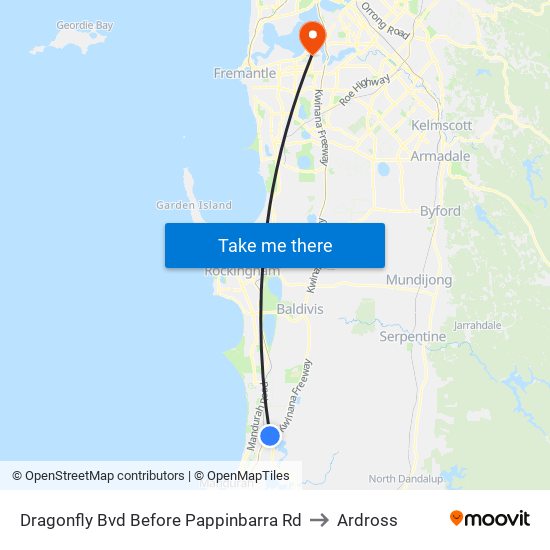 Dragonfly Bvd Before Pappinbarra Rd to Ardross map