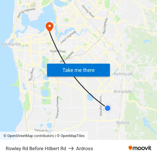 Rowley Rd Before Hilbert Rd to Ardross map