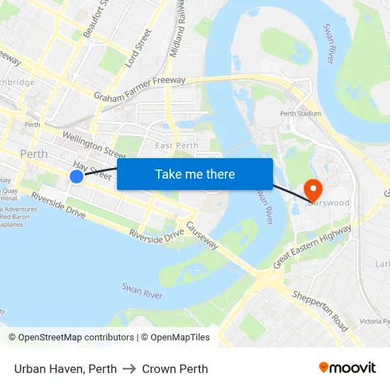 Urban Haven, Perth to Crown Perth map