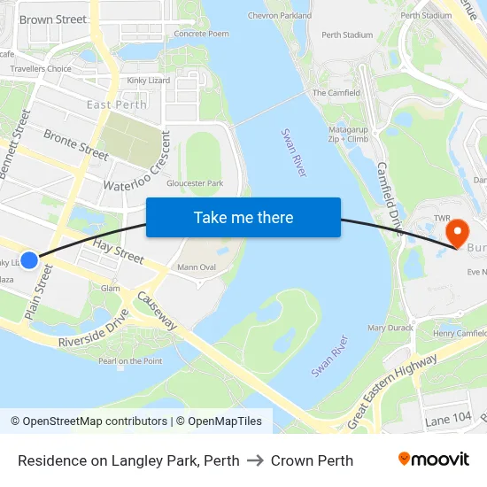 Residence on Langley Park, Perth to Crown Perth map