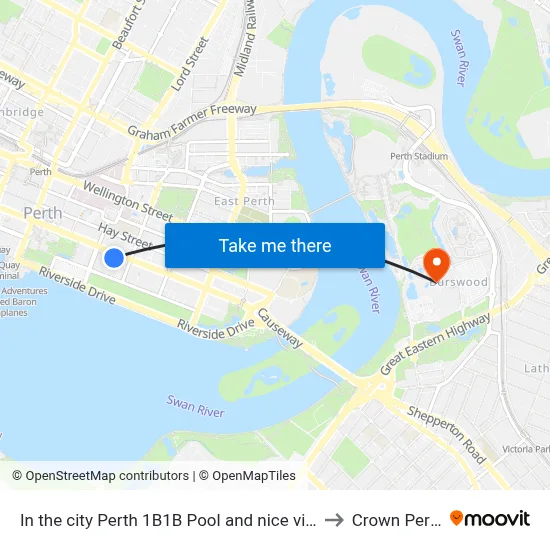 In the city Perth 1B1B Pool and nice view to Crown Perth map
