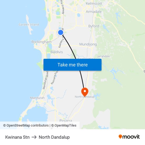 Kwinana Stn to North Dandalup map