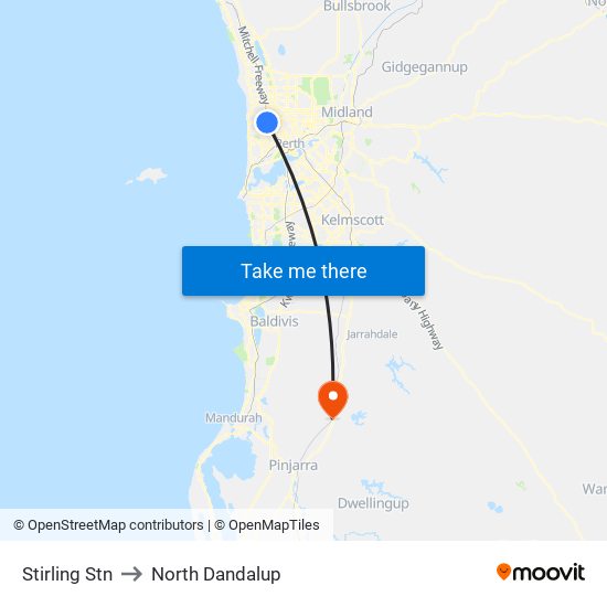 Stirling Stn to North Dandalup map