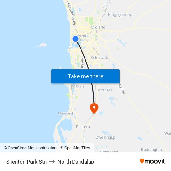 Shenton Park Stn to North Dandalup map