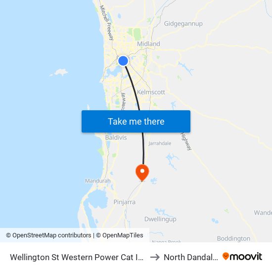 Wellington St Western Power Cat Id 57 to North Dandalup map