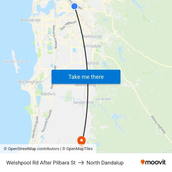 Welshpool Rd After Pilbara St to North Dandalup map