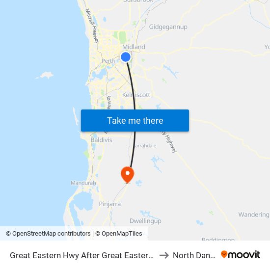 Great Eastern Hwy After Great Eastern Hwy Bypass to North Dandalup map