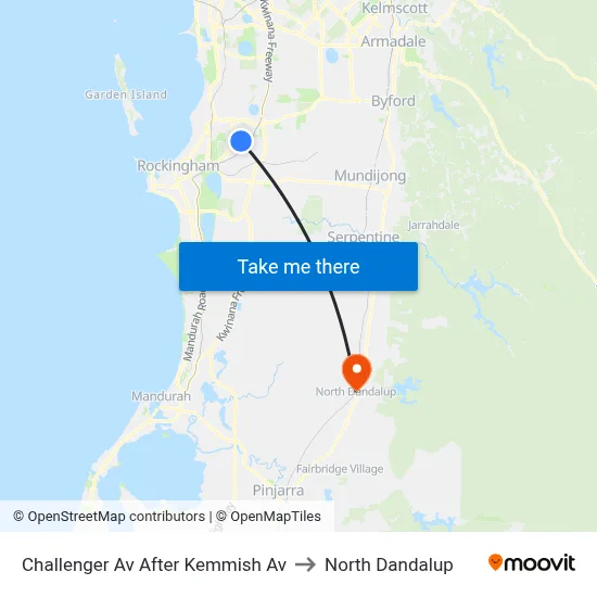 Challenger Av After Kemmish Av to North Dandalup map