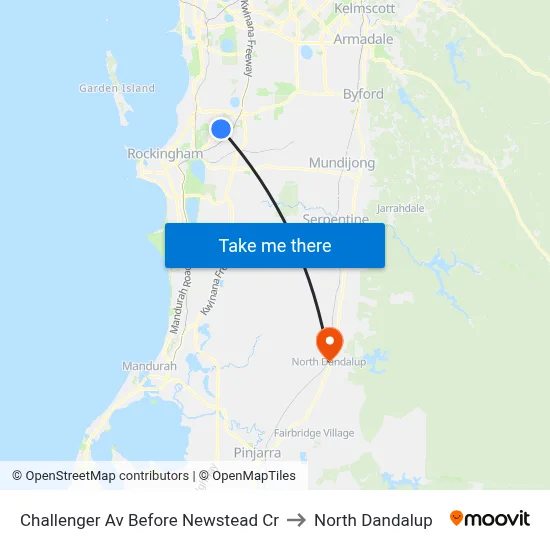 Challenger Av Before Newstead Cr to North Dandalup map