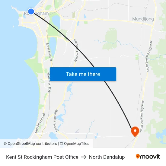 Kent St Rockingham Post Office to North Dandalup map