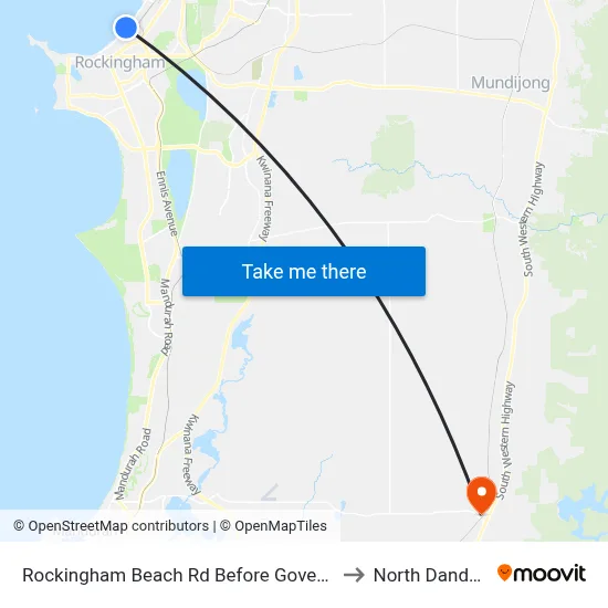 Rockingham Beach Rd Before Governor Rd to North Dandalup map