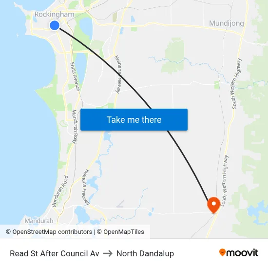 Read St After Council Av to North Dandalup map