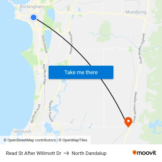 Read St After Willmott Dr to North Dandalup map