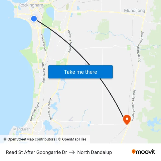 Read St After Goongarrie Dr to North Dandalup map