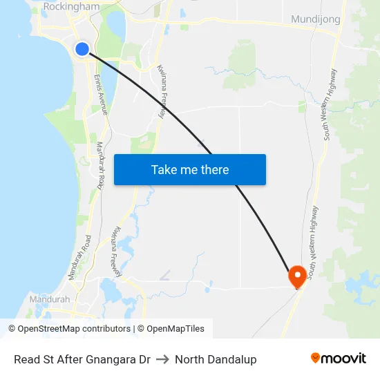 Read St After Gnangara Dr to North Dandalup map