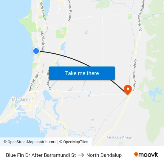 Blue Fin Dr After Barramundi St to North Dandalup map