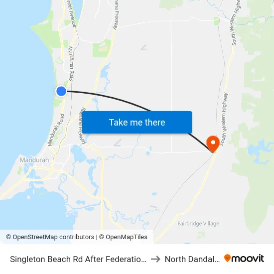 Singleton Beach Rd After Federation Dr to North Dandalup map