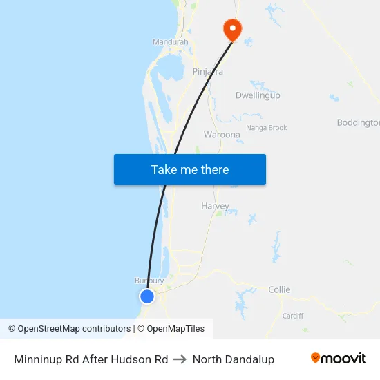 Minninup Rd After Hudson Rd to North Dandalup map
