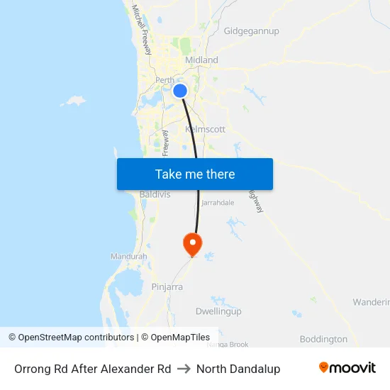 Orrong Rd After Alexander Rd to North Dandalup map