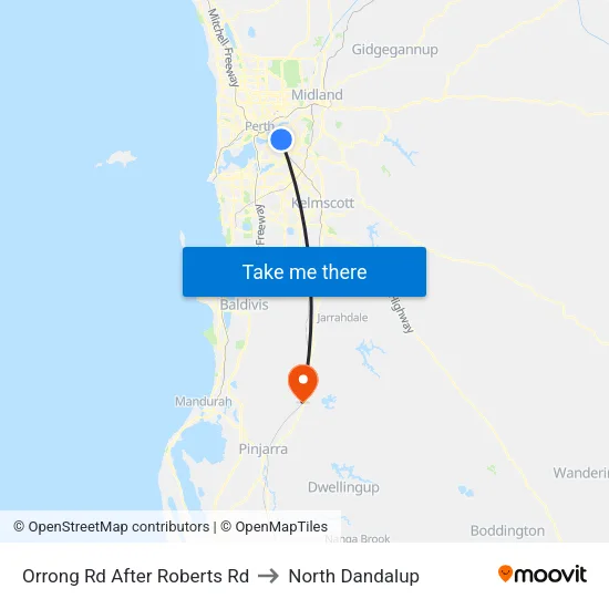 Orrong Rd After Roberts Rd to North Dandalup map