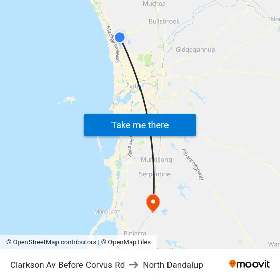 Clarkson Av Before Corvus Rd to North Dandalup map