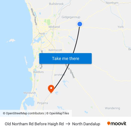 Old Northam Rd Before Haigh Rd to North Dandalup map