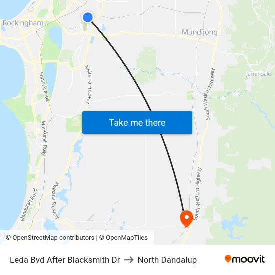Leda Bvd After Blacksmith Dr to North Dandalup map