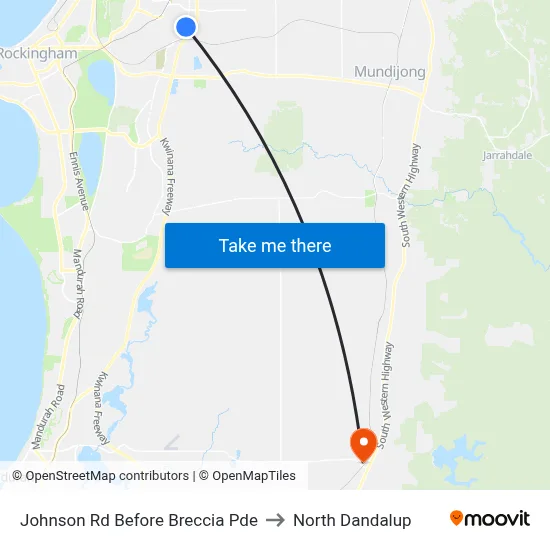 Johnson Rd Before Breccia Pde to North Dandalup map