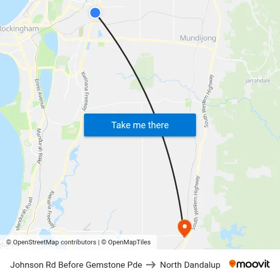 Johnson Rd Before Gemstone Pde to North Dandalup map