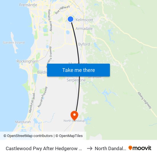 Castlewood Pwy After Hedgerow Gdns to North Dandalup map